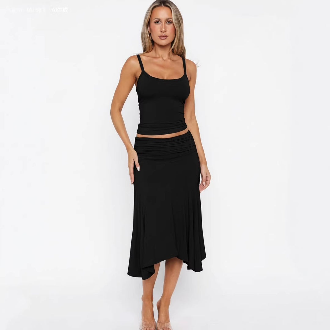 Damen lässiges Zweiteiliges Set mit Tops und Rock Echo Archiv
