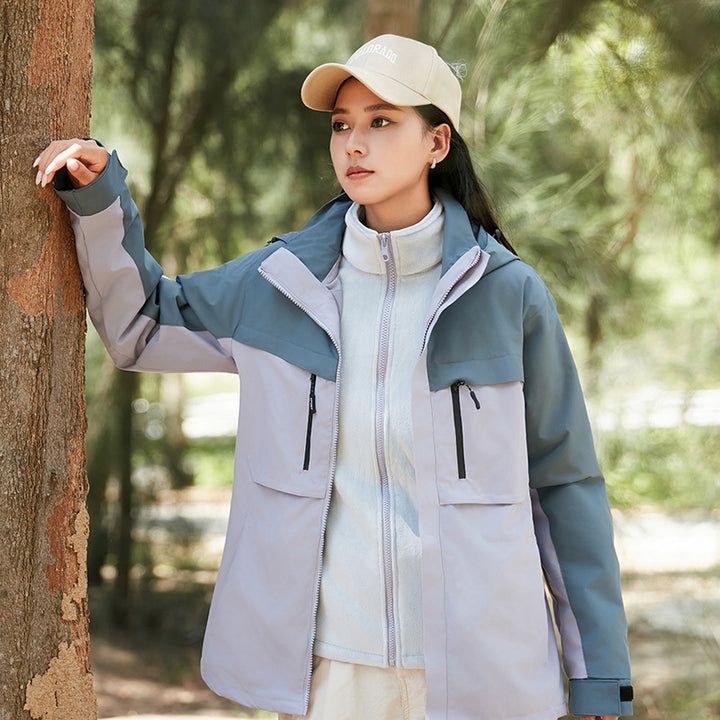 Herren technische Outdoorjacke mit Kapuze, wasserabweisender Membran und multifunktionalen Reißverschlusstaschen Echoarchiv