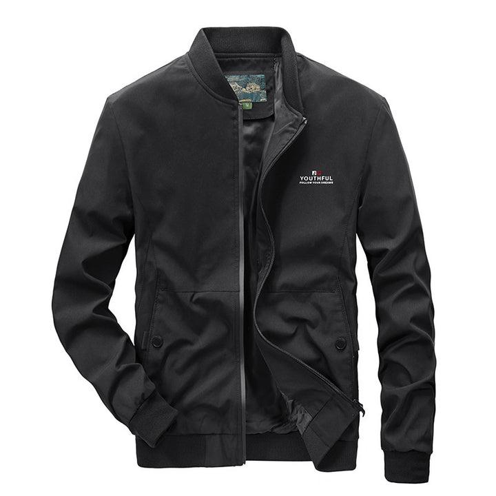 Herren Leichter Bomberblouson im urban-minimalistischen Stil mit Rippbündchen und Reißverschluss Echo Archiv