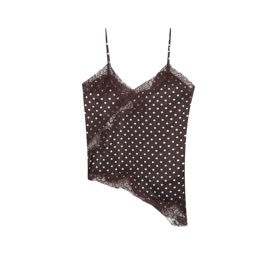 Damen-Spitzen-Camisole mit asymmetrischem Schnitt und eleganten Punkten Echo Archiv