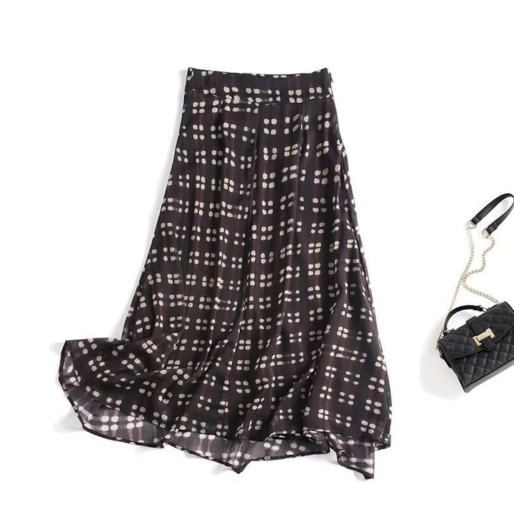 Damen Fließender Maxirock aus Chiffon mit geometrischem Allover‑Print und hoher Taille Echo Archiv