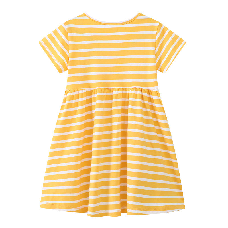 Mädchen Freizeitkleid mit gestreiftem Design und zauberhaften Hasen-Applikationen Echo Archiv