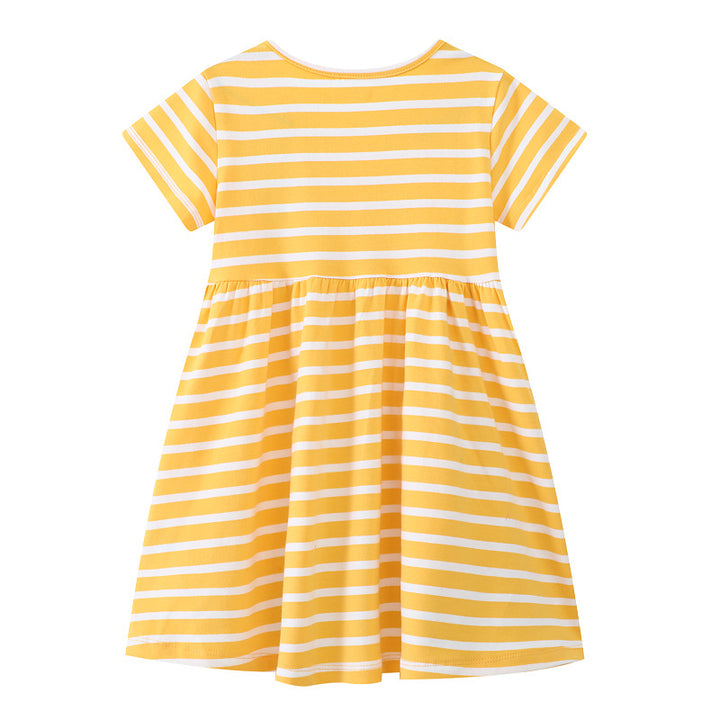 Mädchen Freizeitkleid mit gestreiftem Design und zauberhaften Hasen-Applikationen Echo Archiv