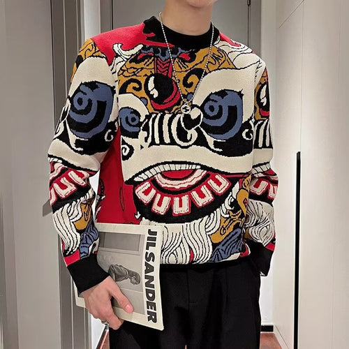 Herren Modischer Strickpullover mit einzigartigem grafischen Muster Echoarchiv
