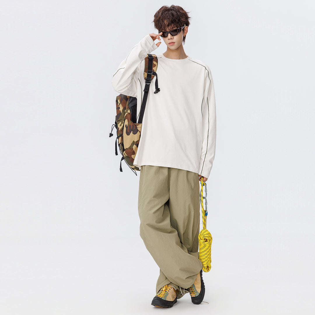 Damen Oversize-Langarmshirt aus Waffel‑ und Jersey‑Mix mit kontrastierenden Flatlocknähten Echo Archiv