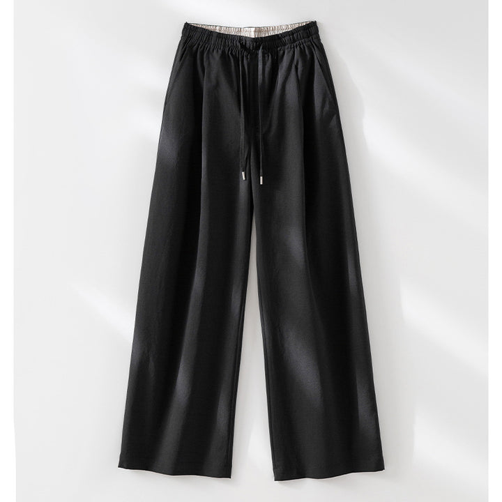 Damen Weite Tunnelzug-Hose mit Elastikbund, geradem Bein und Eingrifftaschen Echoarchiv