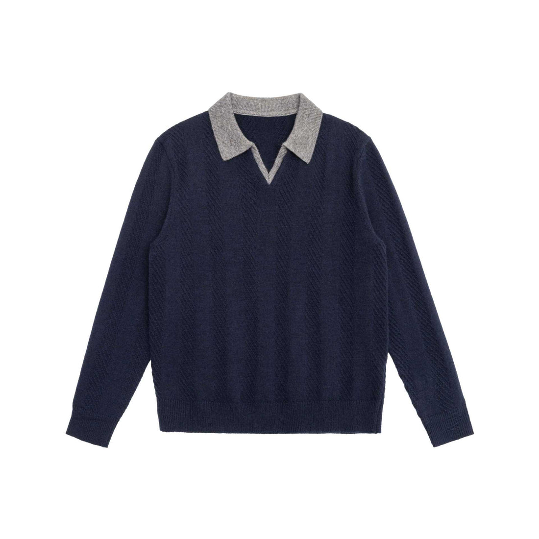Unisex Strickpullover mit Polokragen und V‑Ausschnitt Echoarchiv