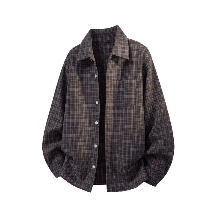Unisex Oversize Flanell-Hemdjacke mit Karomuster und aufgesetzter Brusttasche Echo Archiv