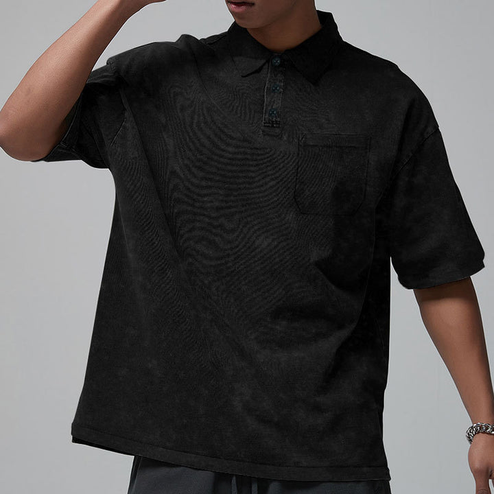 Herren lässiges Poloshirt mit strukturiertem Design und Brusttasche Echoarchiv