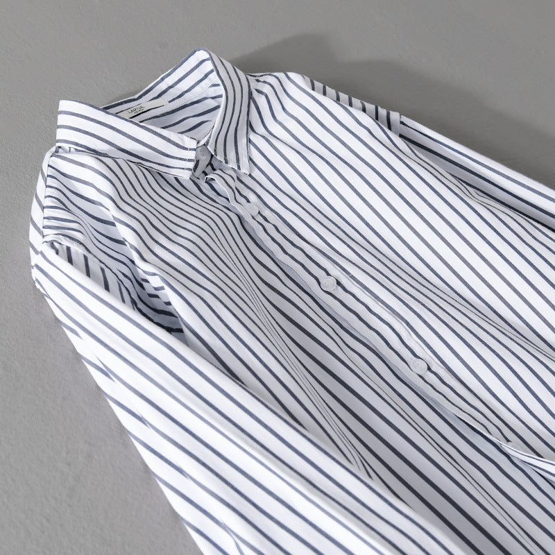 Herren Gestreiftes Oversize-Hemd aus leichter Baumwollmischung mit Kentkragen Echoarchiv