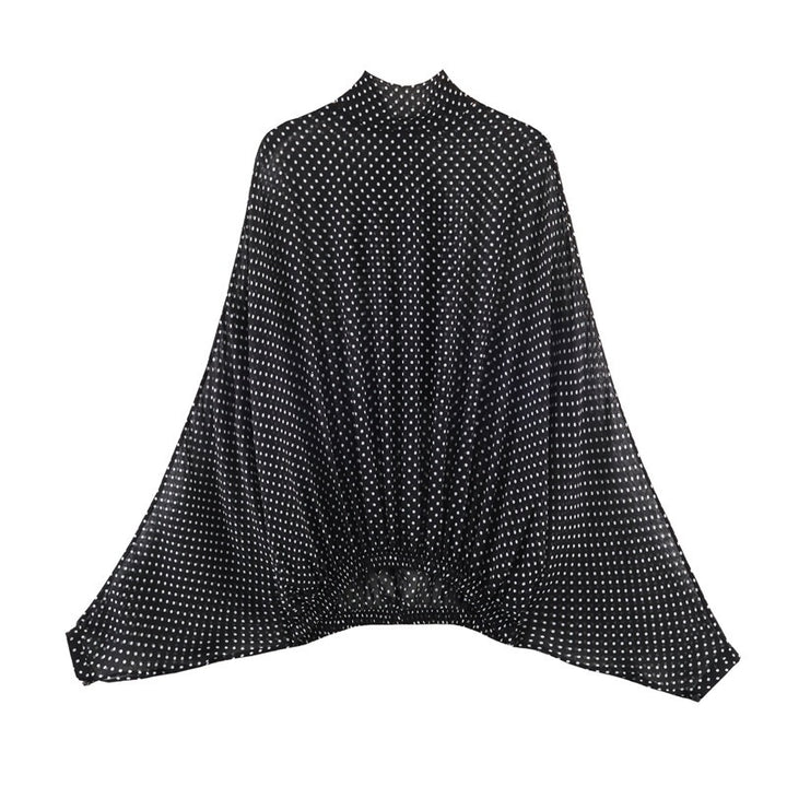 Damen Zweiteiliges Retro-Polka-Dot Set mit weitem Fledermausoberteil und plissiertem Midirock Echo Archiv