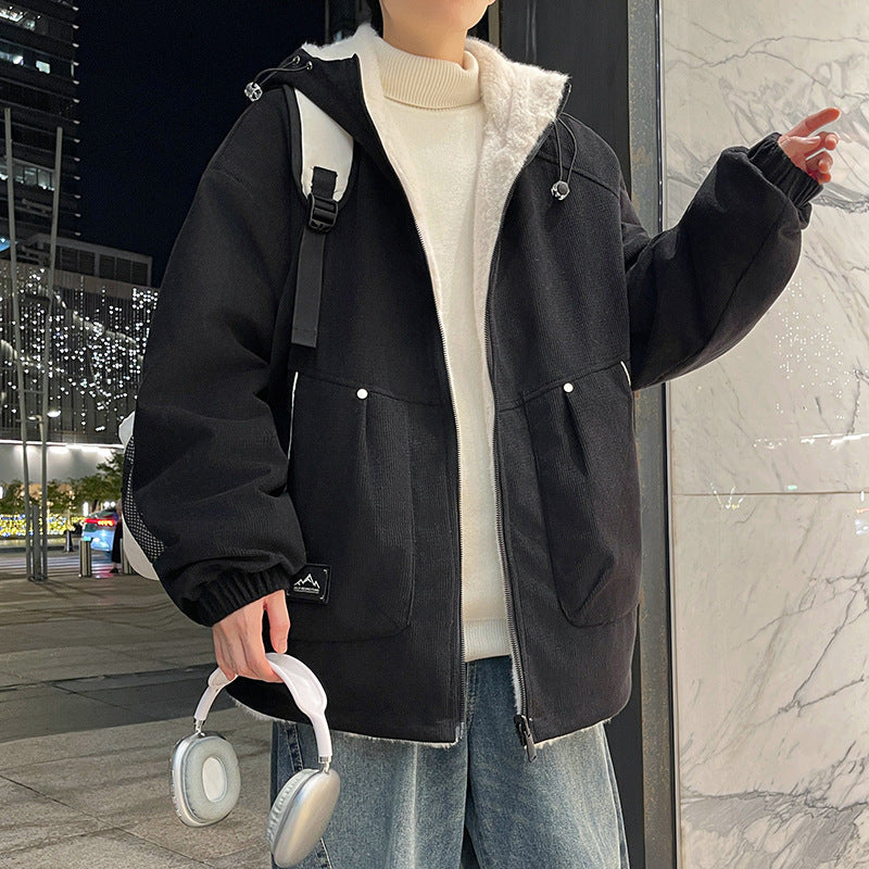 Herren Oversize Kapuzenjacke mit Teddyfutter, Zwei-Wege-Reißverschluss und Utility-Taschen Echo Archiv