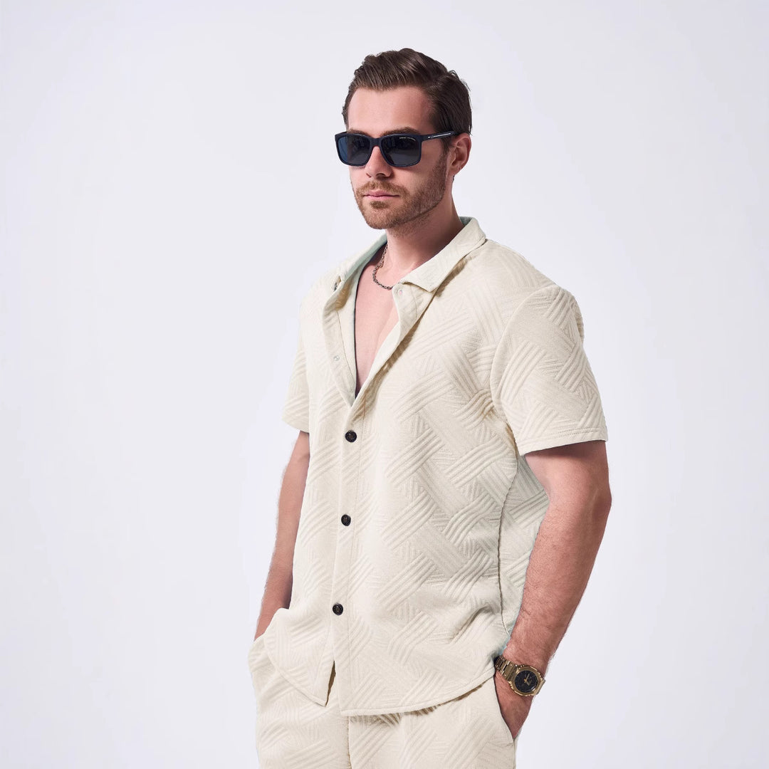 Herren Kurzarmhemd mit strukturiertem Muster und eleganten Details Echoarchiv