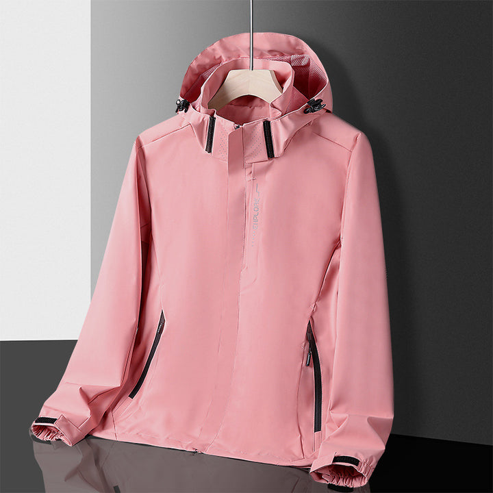 Herren Leichte technische Regenjacke mit Kapuze und dezenter Camouflage‑Textur – Taviero