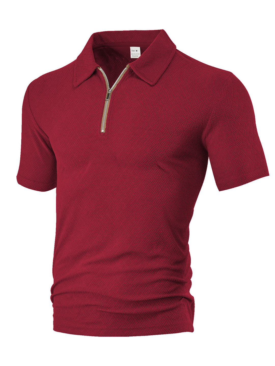 Herren nan schmal geschnittenes Halbzip-Polo mit feiner Fischgrät-Jacquardstruktur Echo Archiv