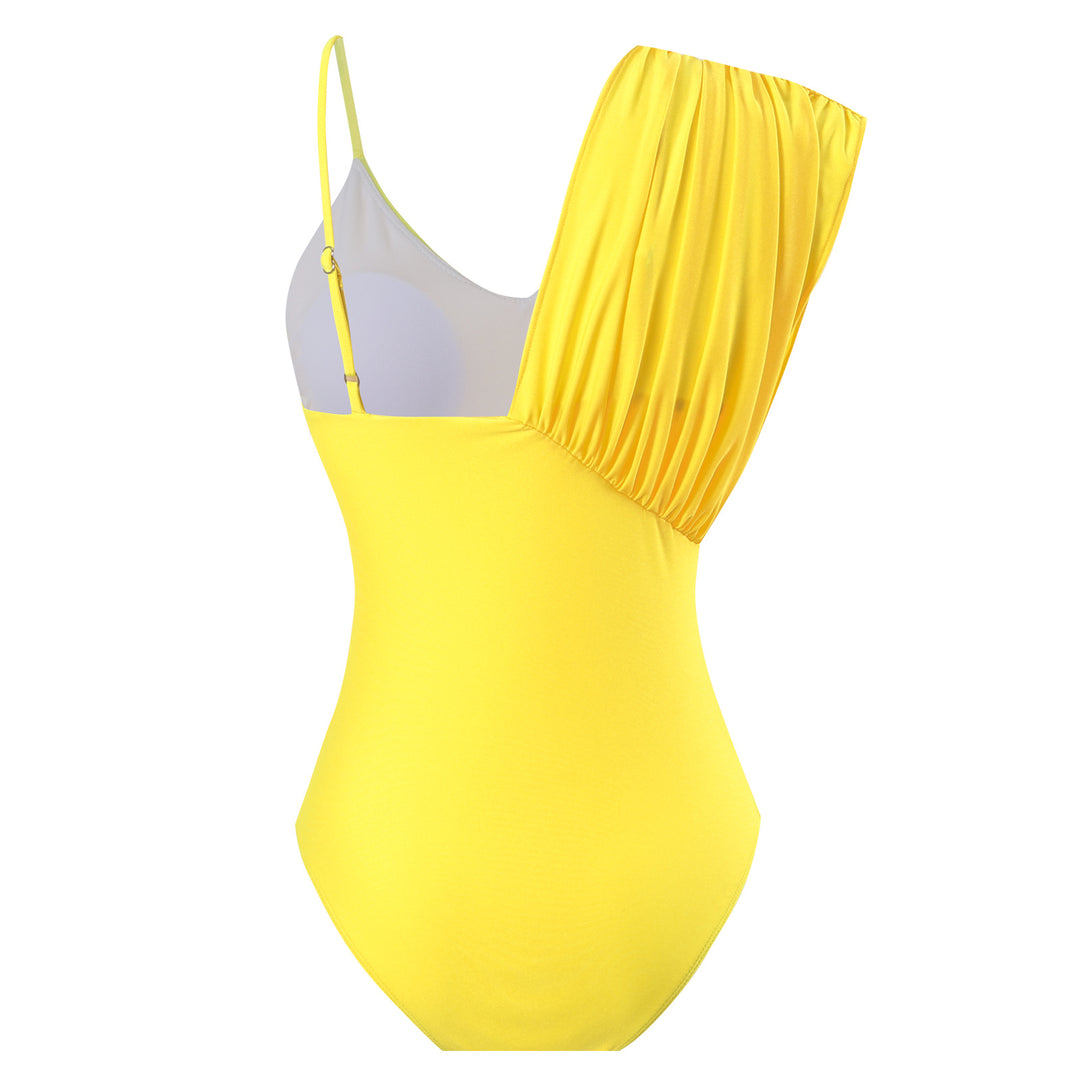 Damen Einteiler Badeanzug mit asymmetrischem Design und eleganten Rüschen Echo Archiv
