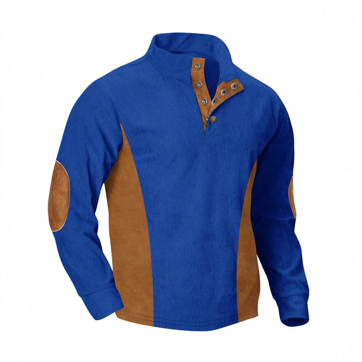 Herren lässiger Pullover mit modernem Stehkragen und praktischen Druckknöpfen Echoarchiv