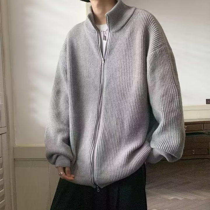 Herren Übergroße Strickjacke mit Stehkragen Echo Archiv