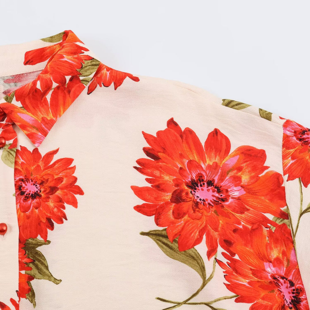 Damen Oversize Viskosebluse mit Blumenprint und Kimonoärmeln Echo Archiv