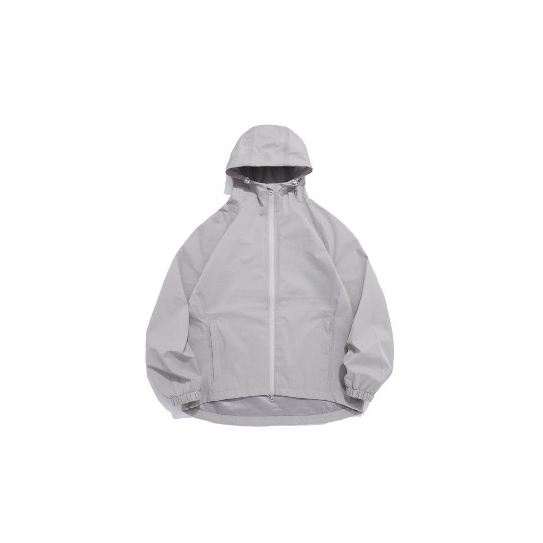 Unisex Leichte Regenjacke mit Kapuze, Zwei‑Wege‑Reißverschluss und verlängertem Saum Echoarchiv