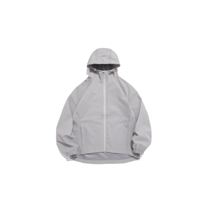 Unisex Leichte Regenjacke mit Kapuze, Zwei‑Wege‑Reißverschluss und verlängertem Saum Echoarchiv