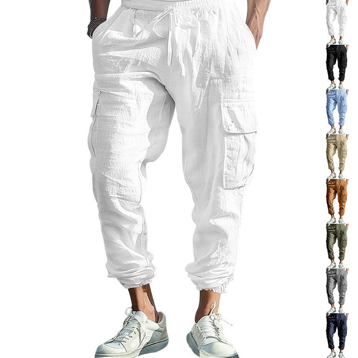 Herren leichte Cargo-Hose mit elastischem Bund und seitlichen Taschen Echoarchiv