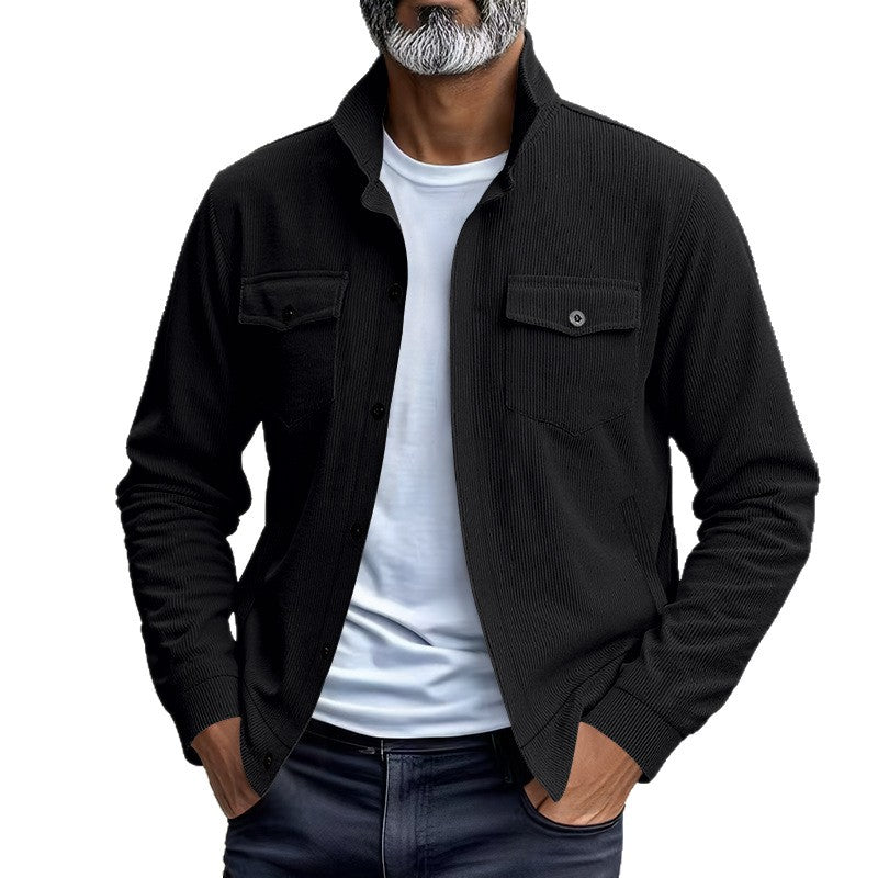 Herren lässige Oberhemdjacke mit funktionalen Taschen und strukturiertem Design Echoarchiv