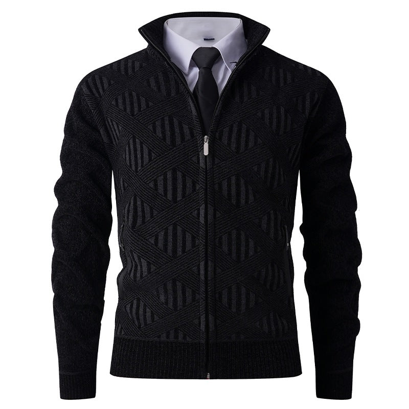 Herren Strickjacke mit modernem Reißverschluss und strukturiertem Design Echoarchiv