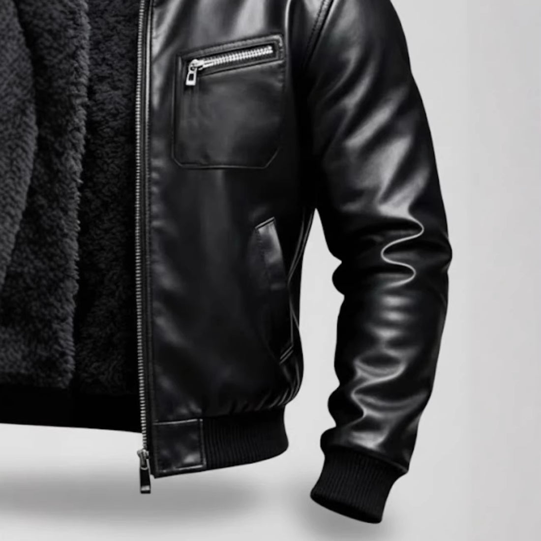 Herren Lederjacke mit Innenfutter – Valtoré