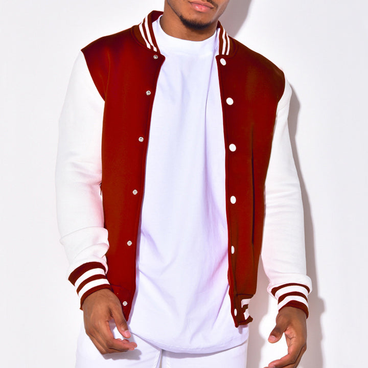 Herren sportliche Collegejacke mit kontrastierenden Ärmeln und Druckknöpfen Echoarchiv