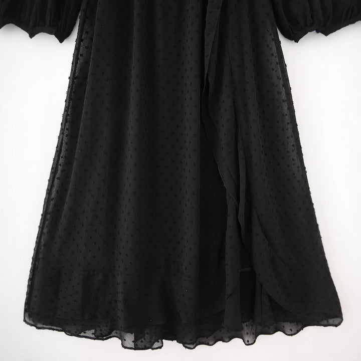 Damen nan luftiges Chiffon Midikleid mit V-Ausschnitt und Volantbund Echo Archiv