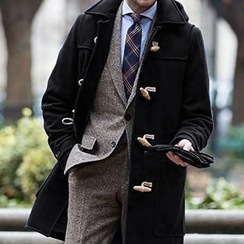 Herren eleganter Dufflecoat mit hochwertigen Details und traditionellem Design Echoarchiv