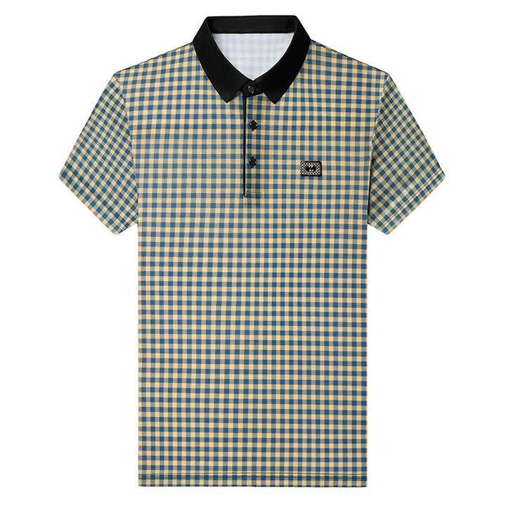 Herren kariertes Poloshirt mit kontrastierendem Kragen Echoarchiv