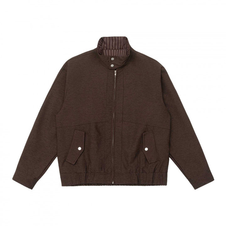 Herren Boxy-Zip-Blouson aus meliertem Strickstoff mit gestreifter Kragenfütterung und elastischem Saum Echo Archiv