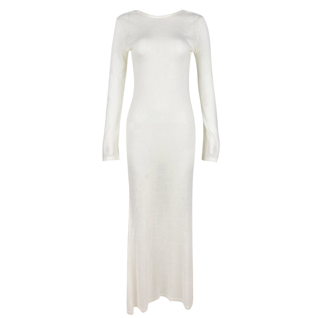 Damen Strick-Maxikleid mit langen Ärmeln und figurbetonendem Schnitt Echo Archiv