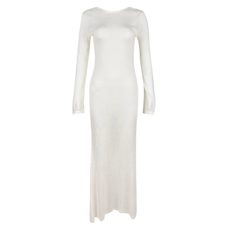 Damen Strick-Maxikleid mit langen Ärmeln und figurbetonendem Schnitt Echo Archiv