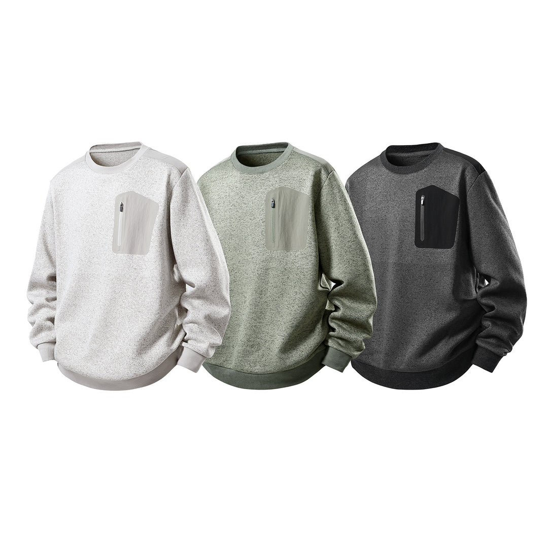Herren Relaxed-Fit Struktursweatshirt mit Reißverschluss-Brusttasche Echo Archiv