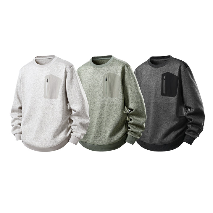 Herren Relaxed-Fit Struktursweatshirt mit Reißverschluss-Brusttasche Echo Archiv