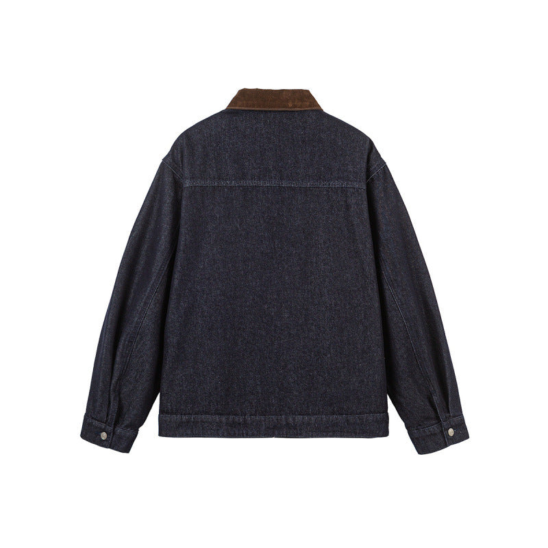 Herren Boxy-Jeansjacke mit Cordkragen und Metallknebelverschlüssen Echo Archiv