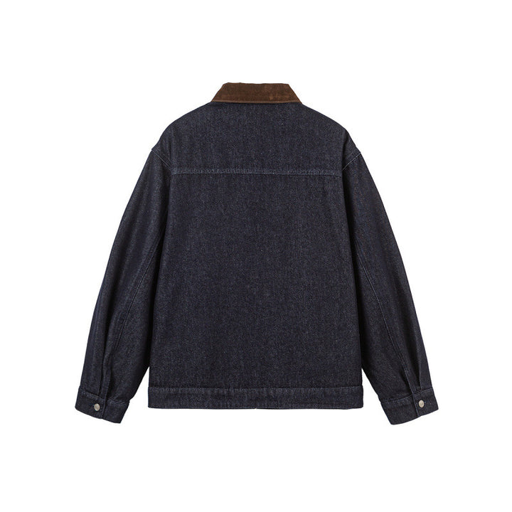 Herren Boxy-Jeansjacke mit Cordkragen und Metallknebelverschlüssen Echo Archiv