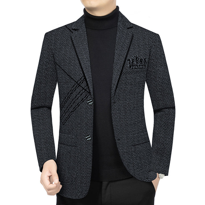 Herren Modernes Tweed-Sakko Slim Fit mit dezentem Emblem – Tianoro