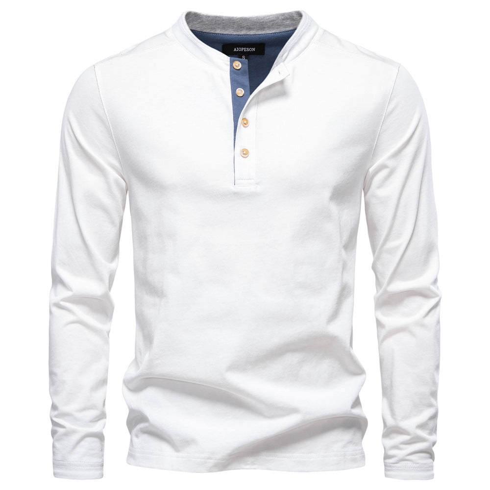 Herren Langarm-Henley-Shirt mit eleganten Druckknöpfen und bequemer Passform Echoarchiv