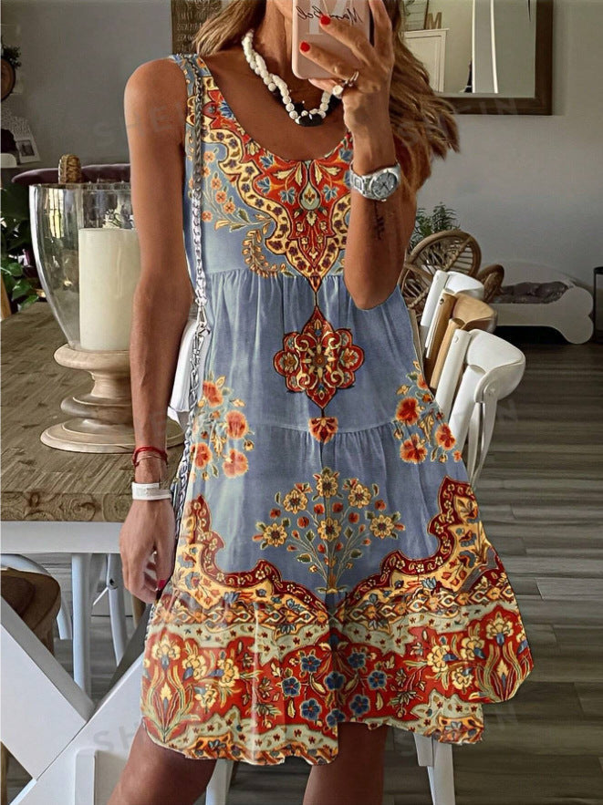 Damen Sommerkleid mit floralem Druck und fließendem Schnitt Echoarchiv