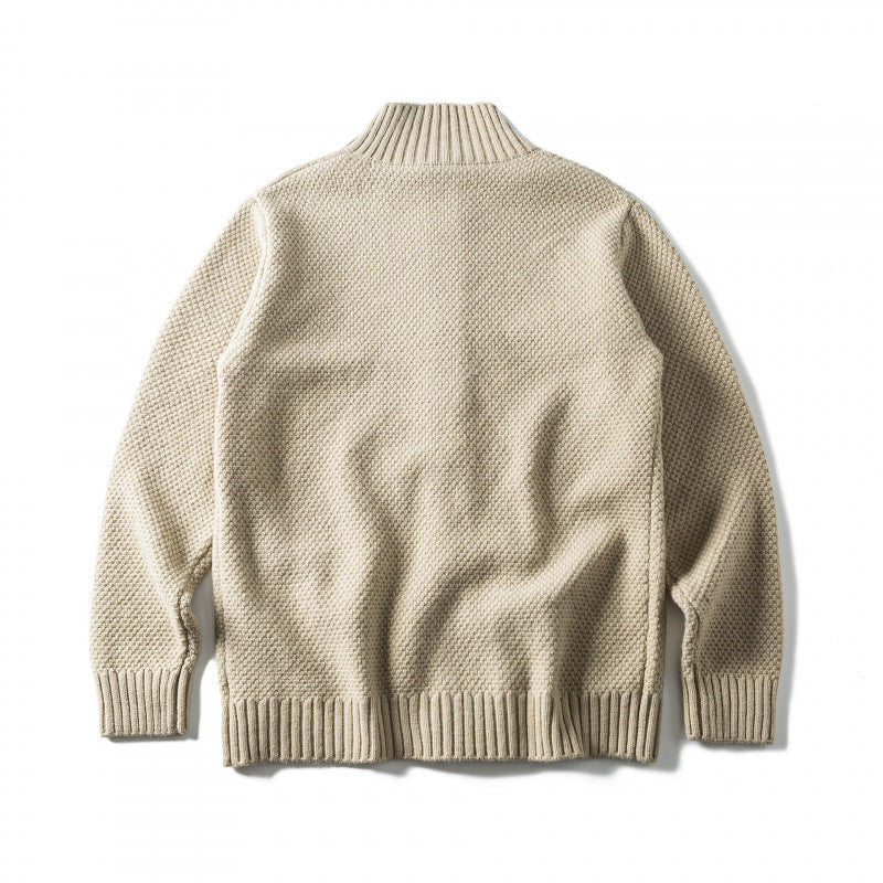 Unisex Strukturierter Button-Cardigan mit Stehkragen und aufgesetzten Taschen Echo Archiv