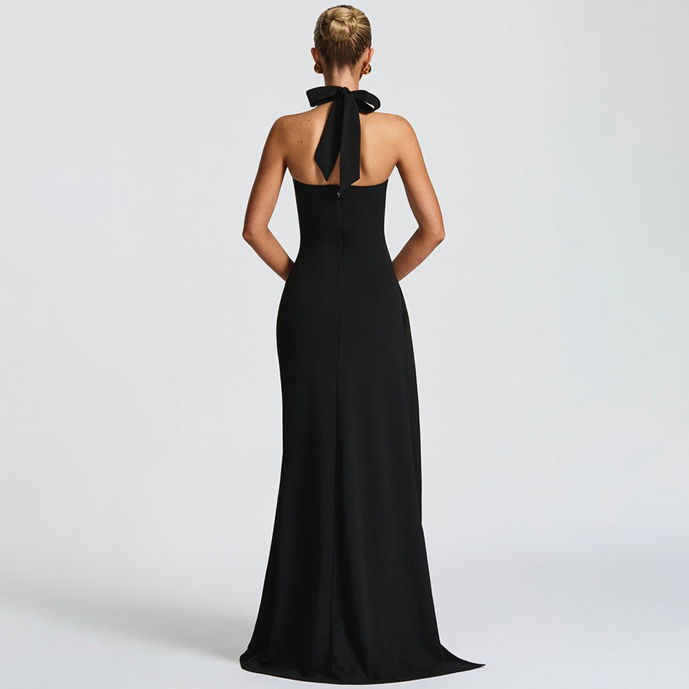 Damen Elegantes Halterneck Abendkleid mit seitlichem Schlitz Echo Archiv