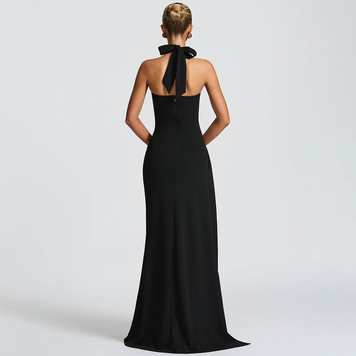 Damen Elegantes Halterneck Abendkleid mit seitlichem Schlitz Echo Archiv