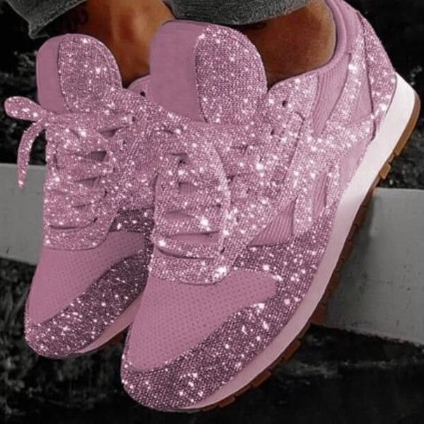 Damen nan glitzernde Sneaker mit kristallbesetzter Oberfläche, gepolstertem Komfortfußbett und rutschfester Gummisohle Echo Archiv