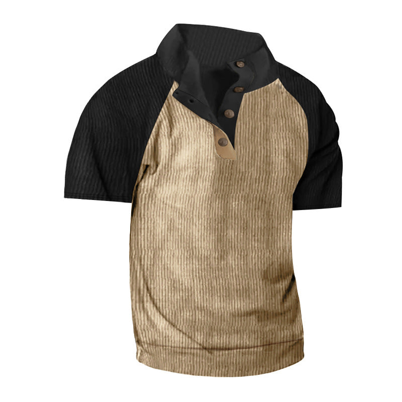 Herren Kurzarm-Henley-Shirt mit modernem Strukturdesign Echoarchiv