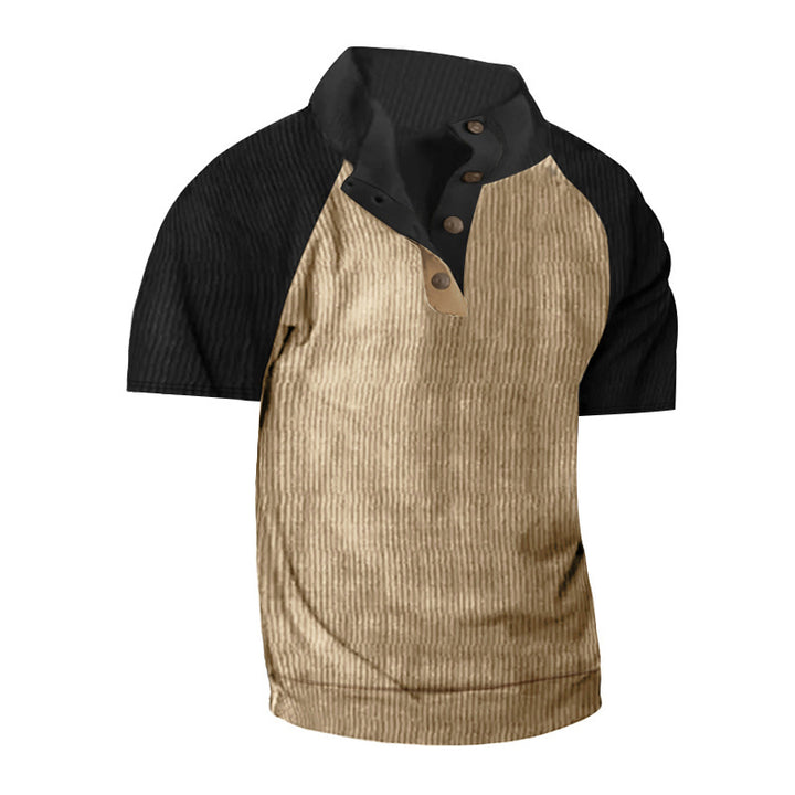 Herren Kurzarm-Henley-Shirt mit modernem Strukturdesign Echoarchiv