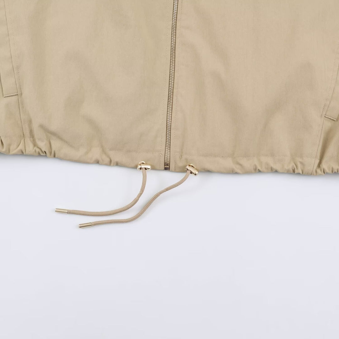 Damen Leichte Kapuzenjacke im Cropped-Oversize-Schnitt mit Tunnelzugsaum und verdecktem Reißverschluss Echoarchiv